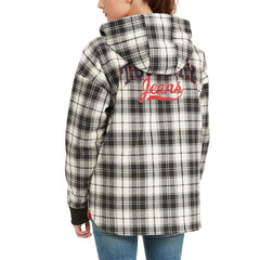 Chicago Bulls Tommy Jeans Women's Molly Flannel Full-Zip Hoodie Black/Cream - NBA