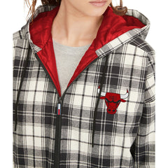 Chicago Bulls Tommy Jeans Women's Molly Flannel Full-Zip Hoodie Black/Cream - NBA