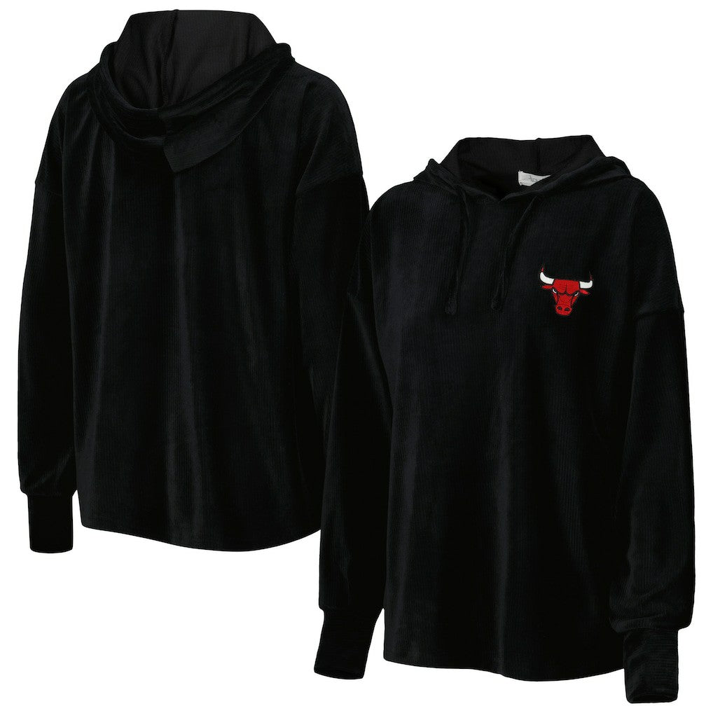 Chicago Bulls Touch Women's End Line Velour Pullover Hoodie Black - NBA