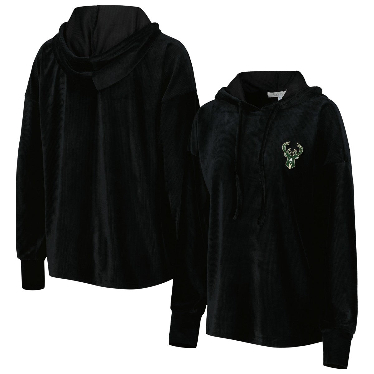 Milwaukee Bucks Touch Women's End Line Velour Pullover Hoodie Black - NBA