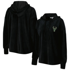 Milwaukee Bucks Touch Women's End Line Velour Pullover Hoodie Black - NBA