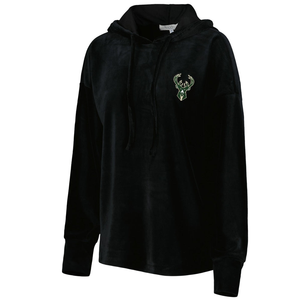 Milwaukee Bucks Touch Women's End Line Velour Pullover Hoodie Black - NBA