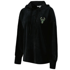 Milwaukee Bucks Touch Women's End Line Velour Pullover Hoodie Black - NBA