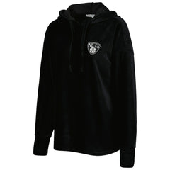 Brooklyn Nets Touch Women's End Line Velour Pullover Hoodie Black - NBA