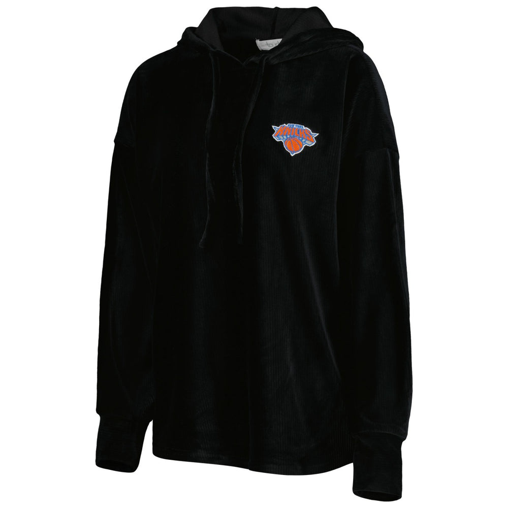 New York Knicks Touch Women's End Line Velour Pullover Hoodie Black - NBA