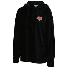 New York Knicks Touch Women's End Line Velour Pullover Hoodie Black - NBA
