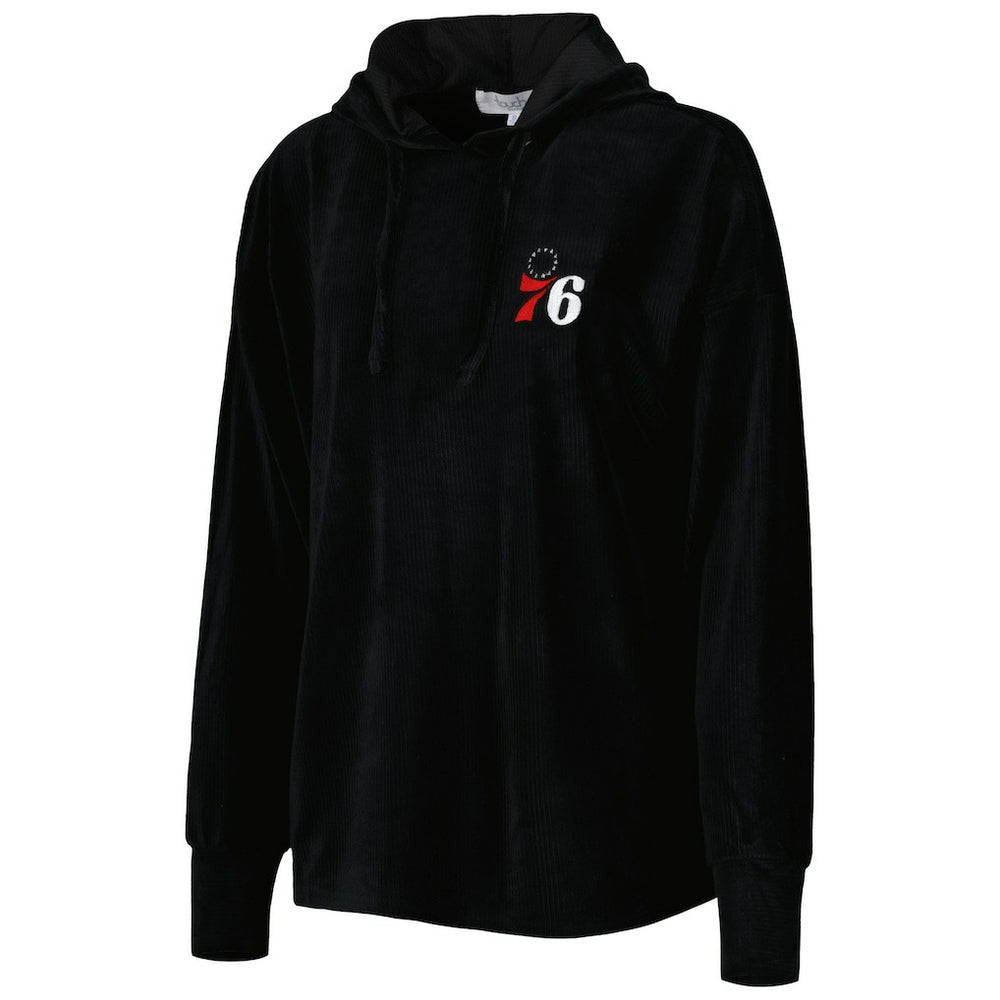 Philadelphia 76ers Touch Women's End Line Velour Pullover Hoodie Black - NBA
