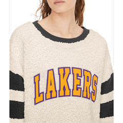 Los Angeles Lakers Tommy Jeans Women's Mindy Sherpa Pullover Sweatshirt Oatmeal/Black - NBA