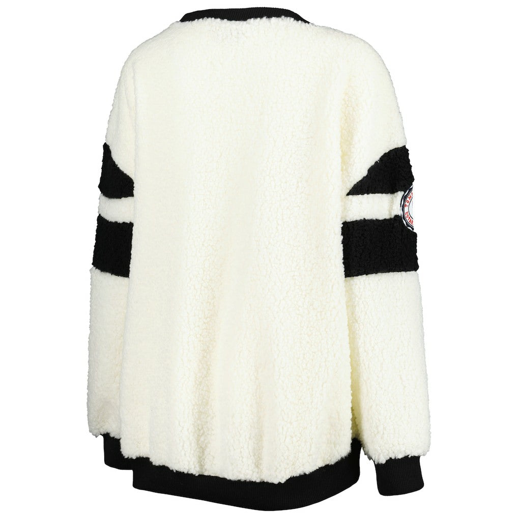 Brooklyn Nets Tommy Jeans Women's Mindy Sherpa Pullover Sweatshirt Oatmeal/Black - NBA