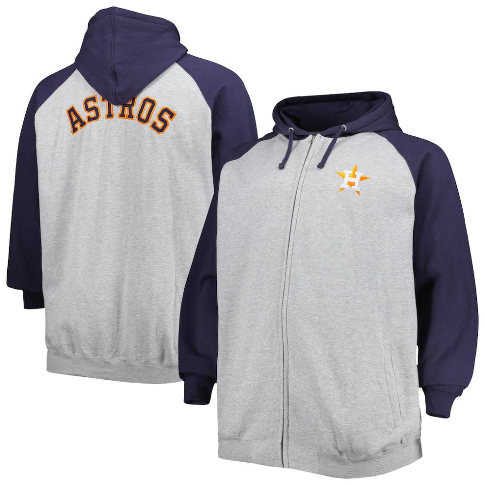 Houston Astros Big & Tall Raglan Full-Zip Hoodie - MLB