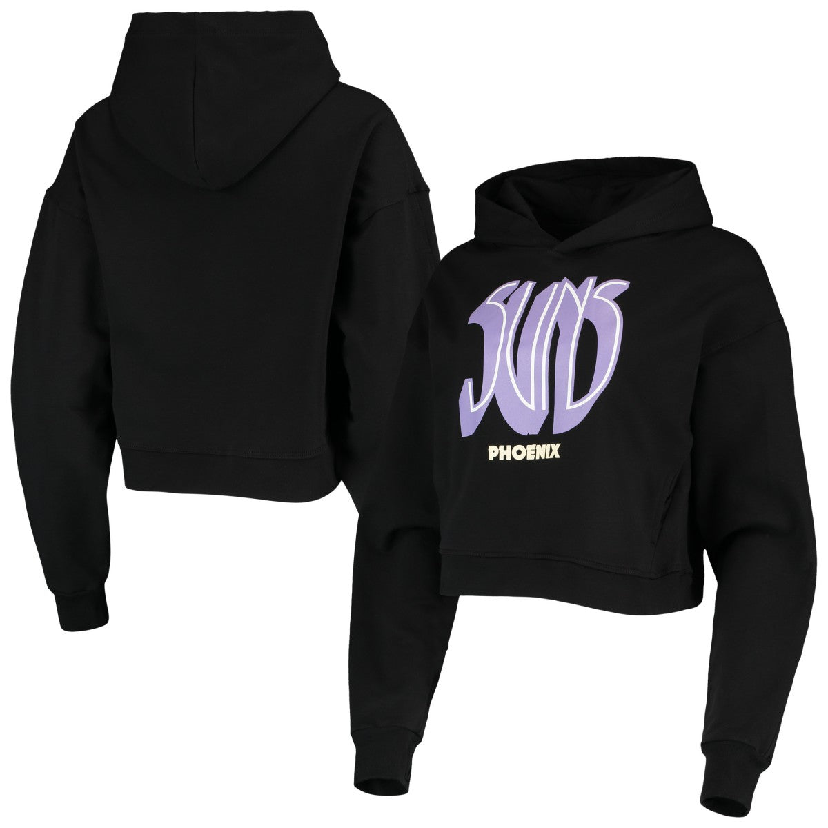 Phoenix Suns Lusso Women's Layla World Tour Cropped Pullover Hoodie Black - NBA