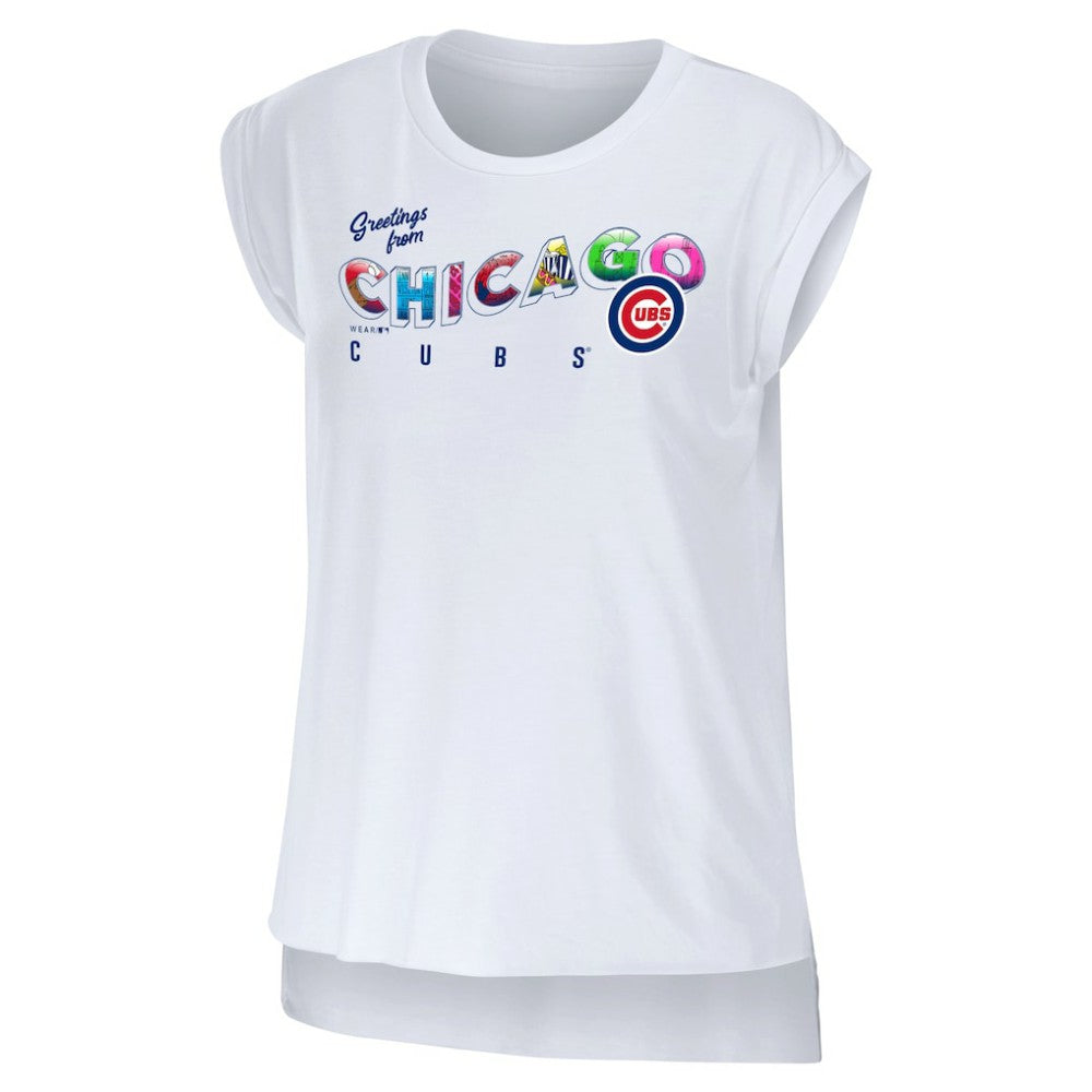 Chicago Cubs WEAR by Erin Andrews Women's Greetings From T-Shirt - MLB