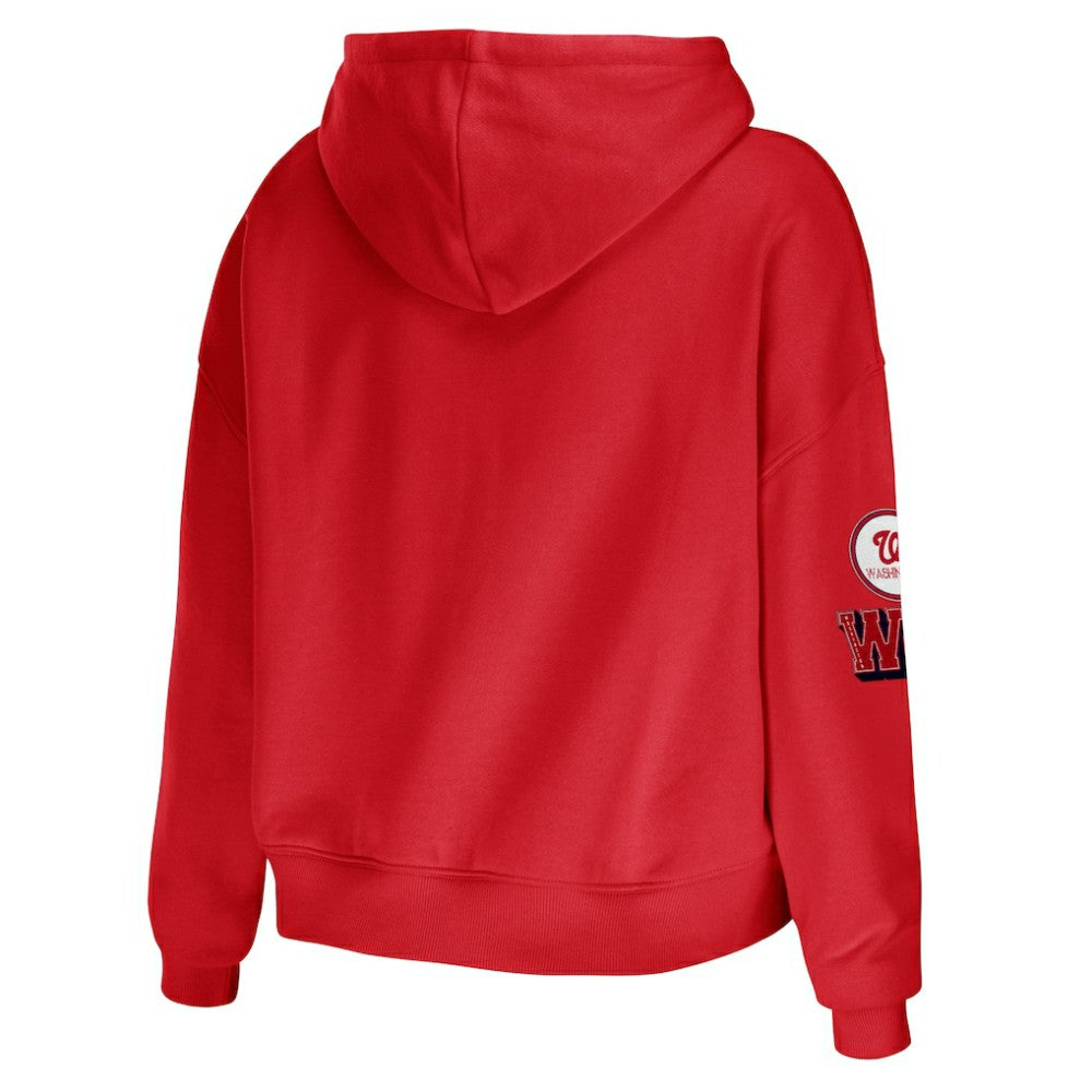 Washington Nationals WEAR by Erin Andrews Women's Modest Patches Cropped Pullover Hoodie - MLB