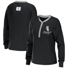 Chicago White Sox WEAR by Erin Andrews Women's Waffle Henley Long Sleeve T-Shirt - MLB