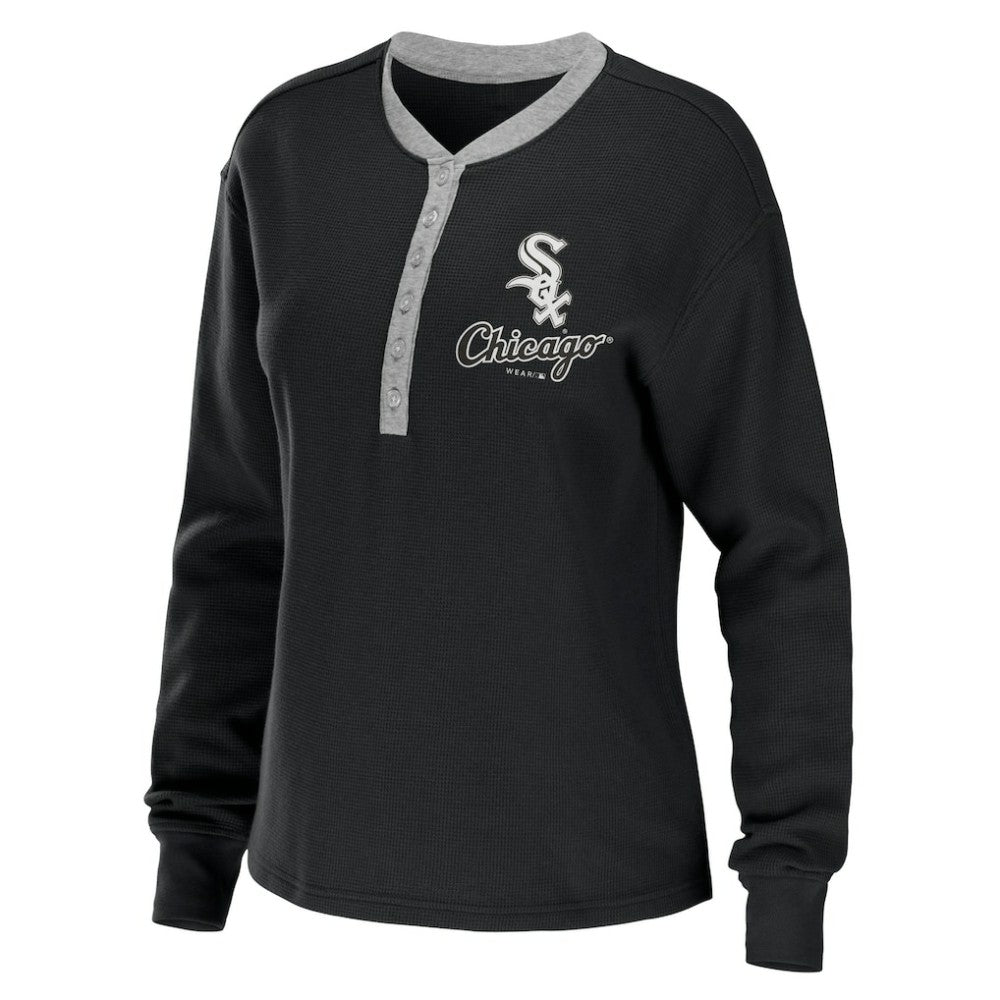 Chicago White Sox WEAR by Erin Andrews Women's Waffle Henley Long Sleeve T-Shirt - MLB