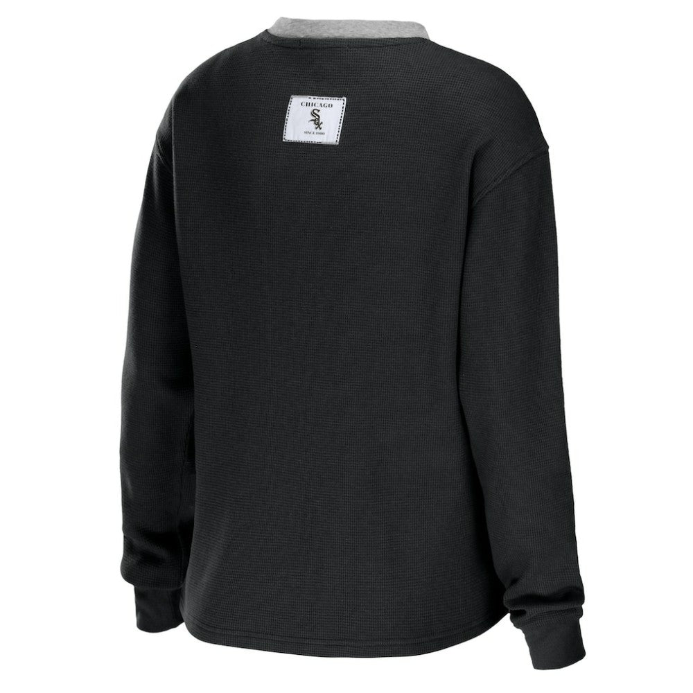 Chicago White Sox WEAR by Erin Andrews Women's Waffle Henley Long Sleeve T-Shirt - MLB