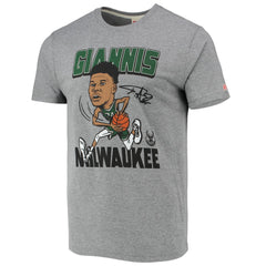 Giannis Antetokounmpo Milwaukee Bucks Homage Caricature Tri-Blend T-Shirt Heathered Gray - NBA