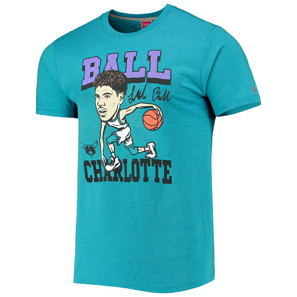 LaMelo Ball Charlotte Hornets Homage Caricature Tri-Blend T-Shirt Heathered Teal - NBA