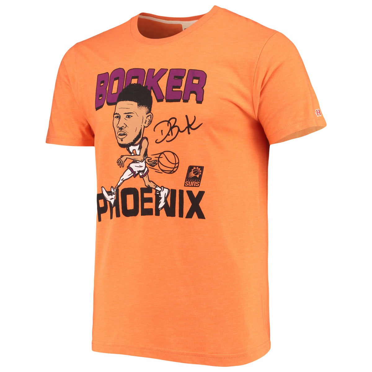 Devin Booker Phoenix Suns Homage Caricature Tri-Blend T-Shirt Heathered Orange - NBA