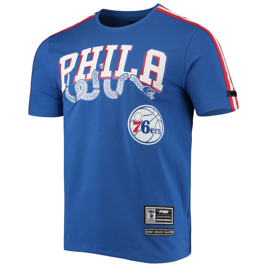 Philadelphia 76ers Pro Standard Men's Mesh Capsule Taping T-Shirt Royal/Red - NBA