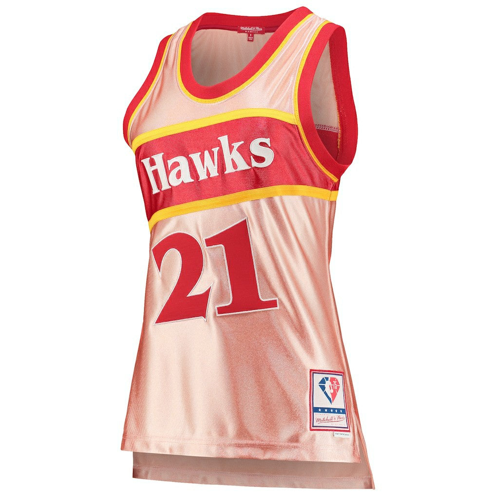 Dominique Wilkins Atlanta Hawks Women's 75th Anniversary Rose Gold 1986 Swingman Jersey Pink - NBA
