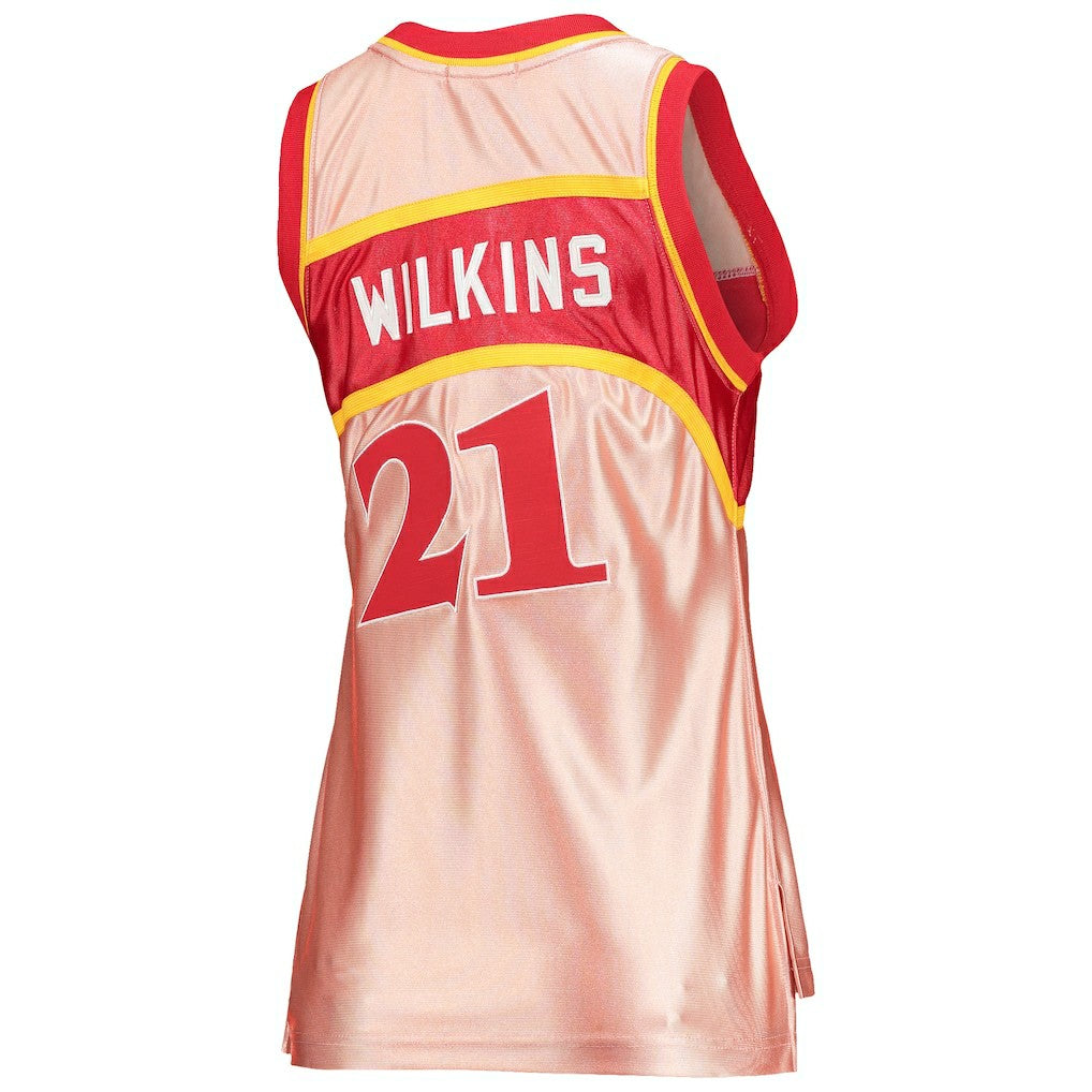 Dominique Wilkins Atlanta Hawks Women's 75th Anniversary Rose Gold 1986 Swingman Jersey Pink - NBA