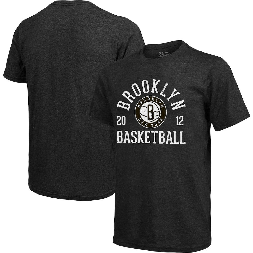 Brooklyn Nets Majestic Threads Ball Hog Tri-Blend T-Shirt Heathered Black - NBA