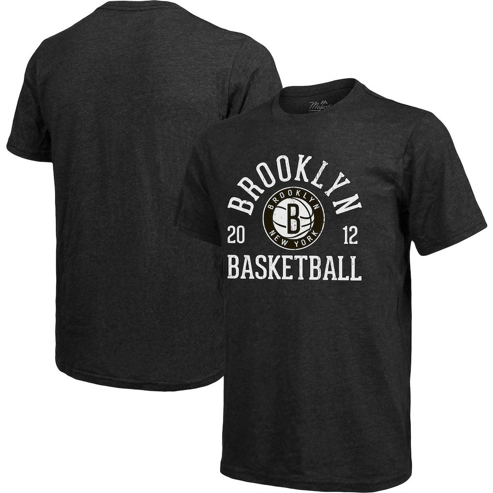 Brooklyn Nets Majestic Threads Ball Hog Tri-Blend T-Shirt Heathered Black - NBA