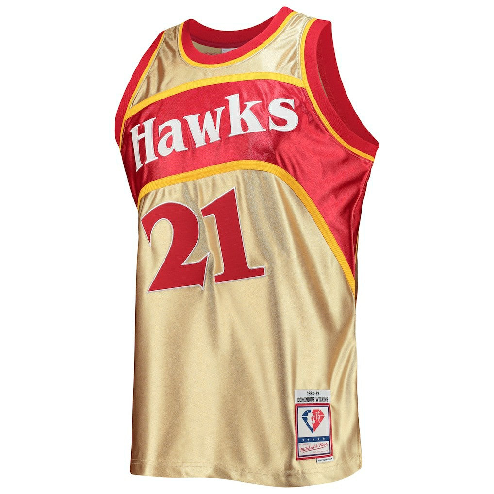 Dominique Wilkins Atlanta Hawks 75th Anniversary 1986/87 Hardwood Classics Swingman Jersey Gold - NBA