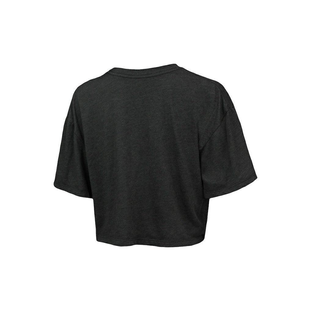 Brooklyn Nets Majestic Threads Women's Bank Shot Cropped T-Shirt Charcoal - NBA