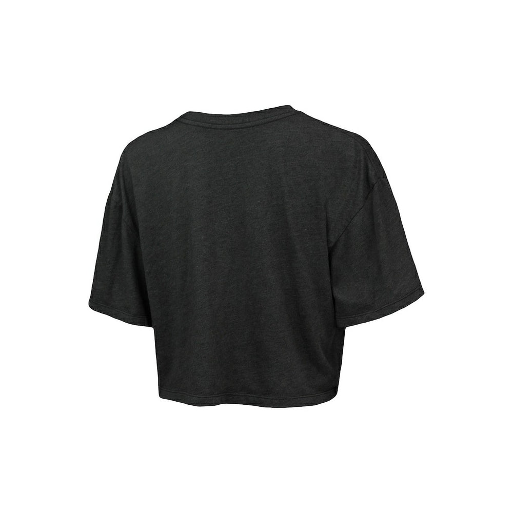 Brooklyn Nets Majestic Threads Women's Bank Shot Cropped T-Shirt Charcoal - NBA