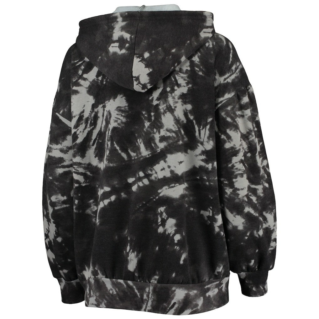 Philadelphia 76ers Majestic Threads Women's Burble Tie-Dye Tri-Blend Pullover Hoodie Black - NBA
