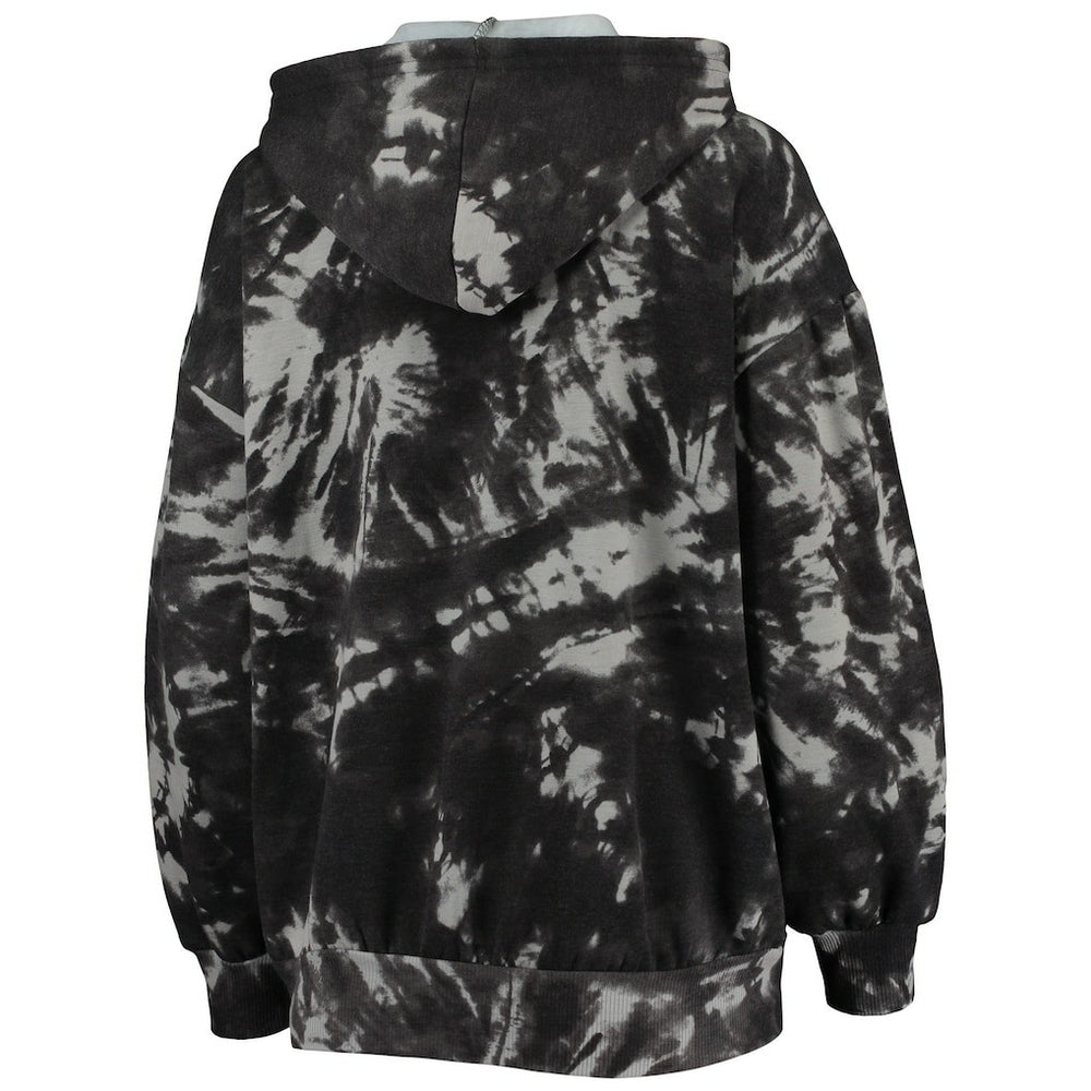 Philadelphia 76ers Majestic Threads Women's Burble Tie-Dye Tri-Blend Pullover Hoodie Black - NBA