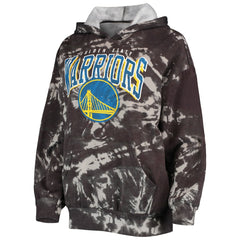 Golden State Warriors Majestic Threads Women's Burble Tie-Dye Tri-Blend Pullover Hoodie Black - NBA