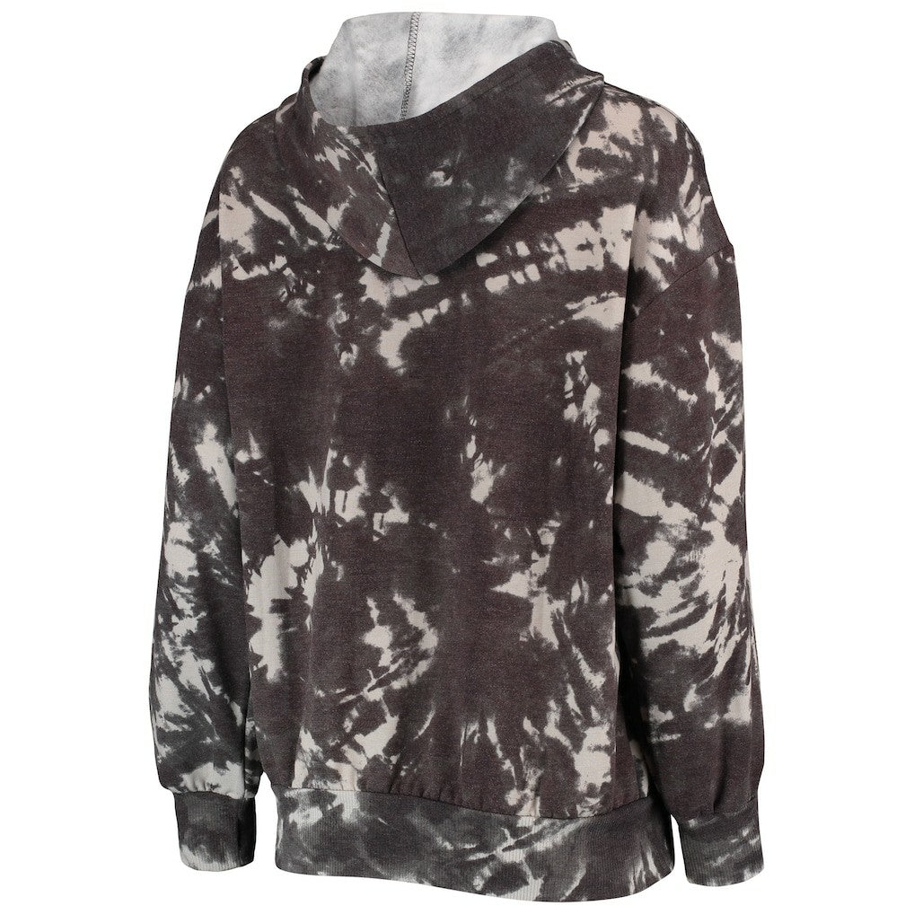 Golden State Warriors Majestic Threads Women's Burble Tie-Dye Tri-Blend Pullover Hoodie Black - NBA
