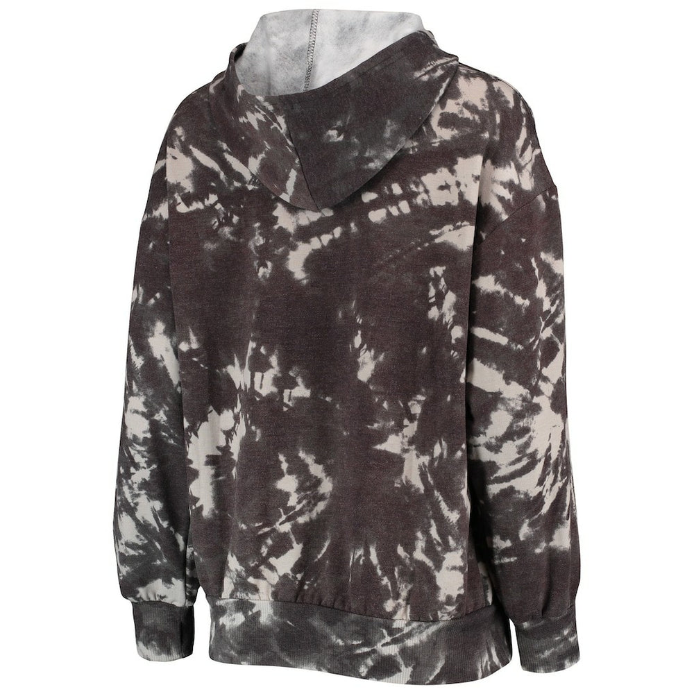 Golden State Warriors Majestic Threads Women's Burble Tie-Dye Tri-Blend Pullover Hoodie Black - NBA