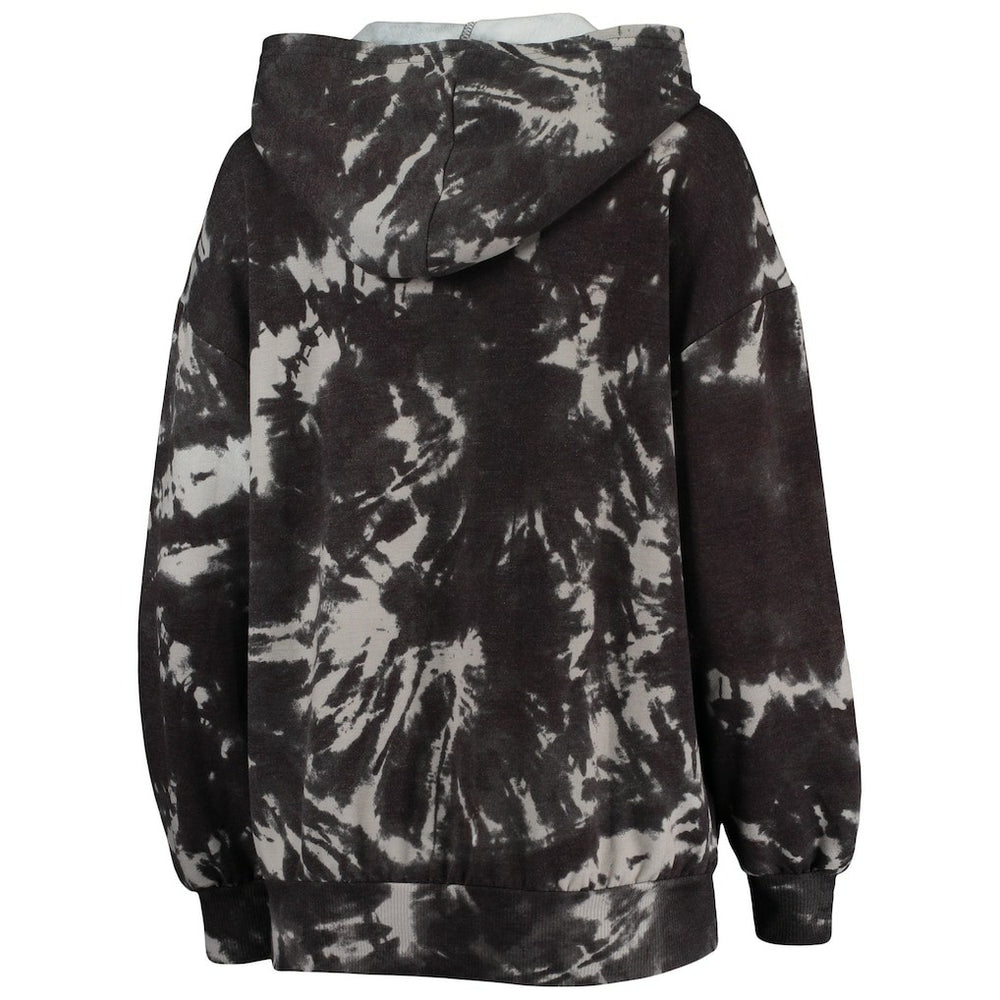 Brooklyn Nets Majestic Threads Women's Burble Tie-Dye Tri-Blend Pullover Hoodie Black - NBA