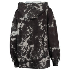 Brooklyn Nets Majestic Threads Women's Burble Tie-Dye Tri-Blend Pullover Hoodie Black - NBA