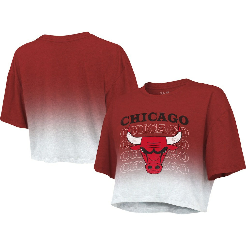 Chicago Bulls Majestic Threads Women's Repeat Dip-Dye Cropped T-Shirt Red/White - NBA