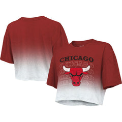 Chicago Bulls Majestic Threads Women's Repeat Dip-Dye Cropped T-Shirt Red/White - NBA