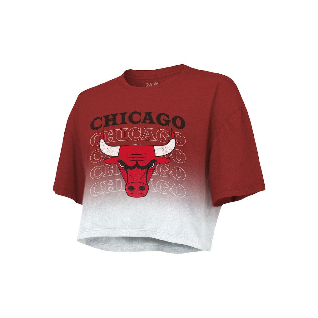 Chicago Bulls Majestic Threads Women's Repeat Dip-Dye Cropped T-Shirt Red/White - NBA