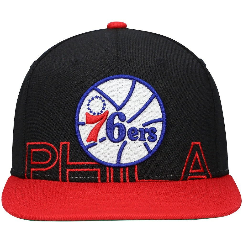 Philadelphia 76ers Hardwood Classics Low Big Face Snapback Hat Black/Red - NBA