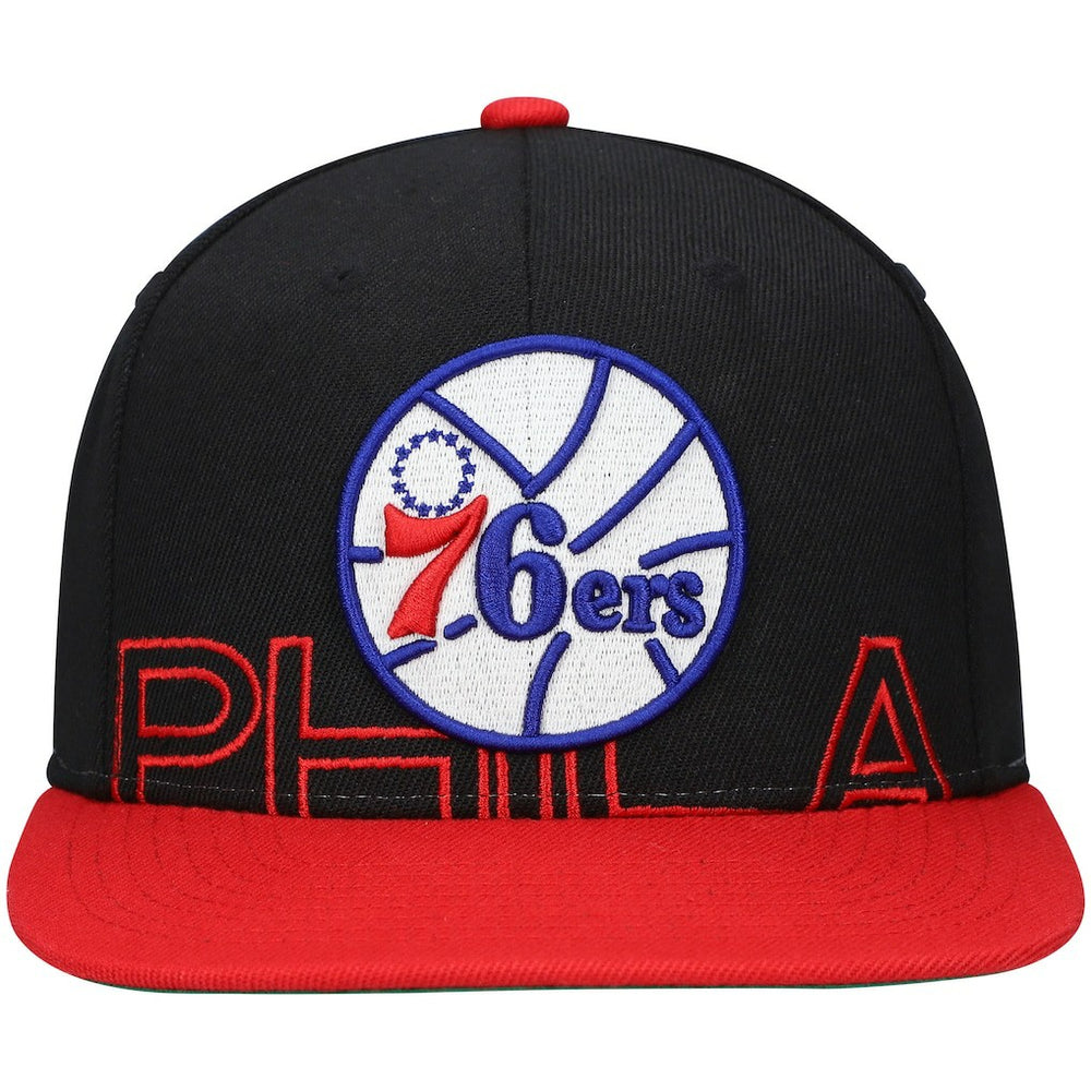 Philadelphia 76ers Hardwood Classics Low Big Face Snapback Hat Black/Red - NBA