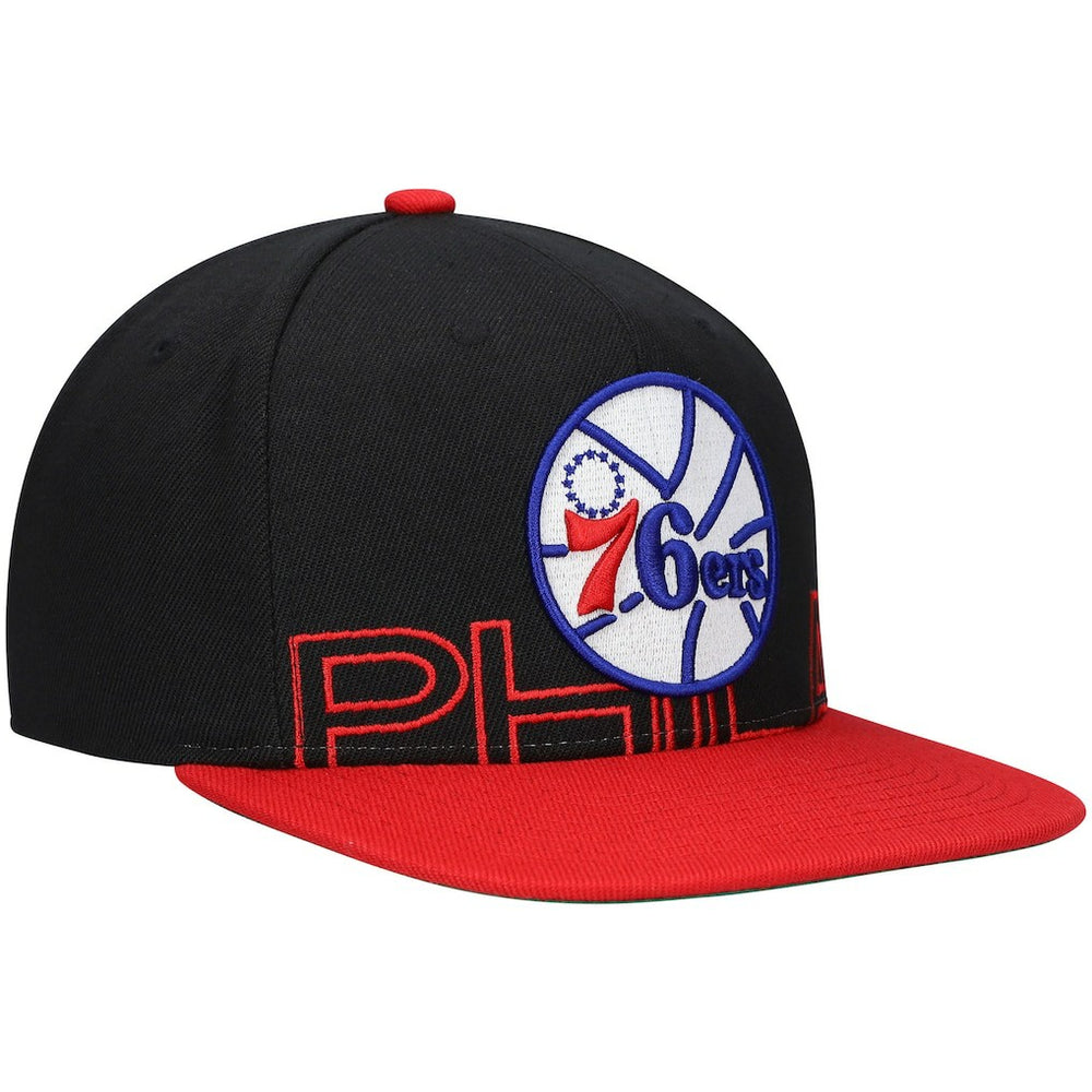 Philadelphia 76ers Hardwood Classics Low Big Face Snapback Hat Black/Red - NBA