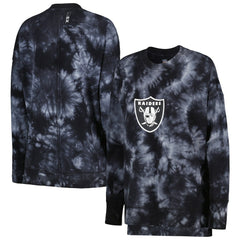 Las Vegas Raiders MSX by Michael Strahan Women's Bailey Tie-Dye Pullover Sweatshirt Black | NFL