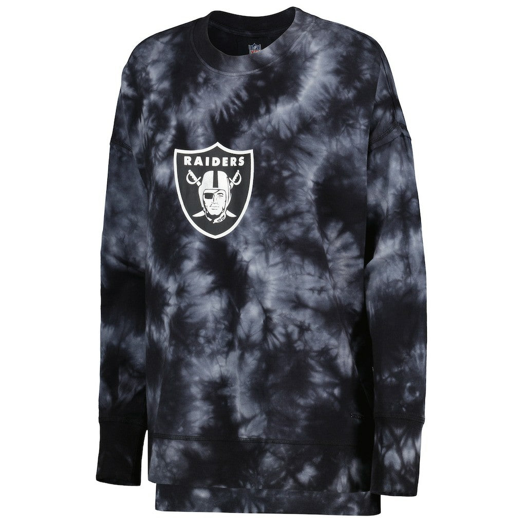 Las Vegas Raiders MSX by Michael Strahan Women's Bailey Tie-Dye Pullover Sweatshirt Black | NFL