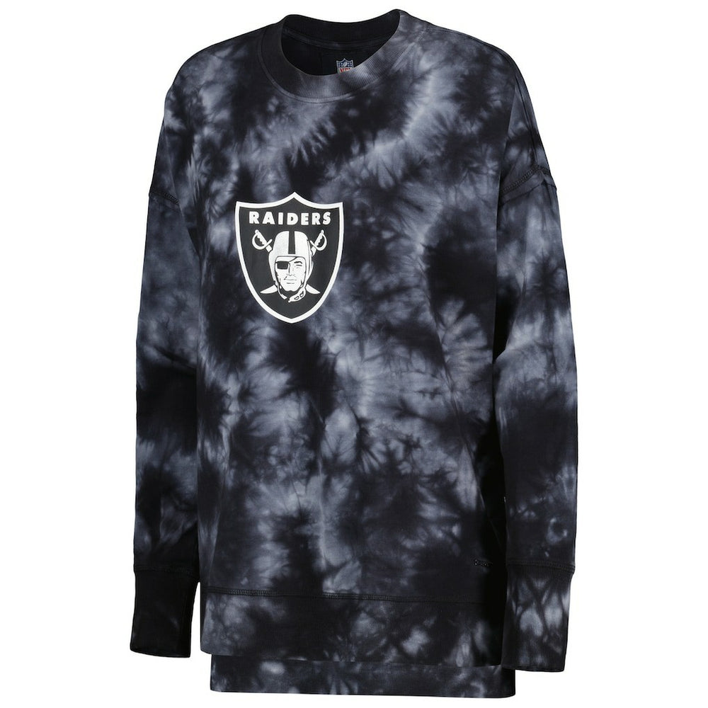 Las Vegas Raiders MSX by Michael Strahan Women's Bailey Tie-Dye Pullover Sweatshirt Black | NFL