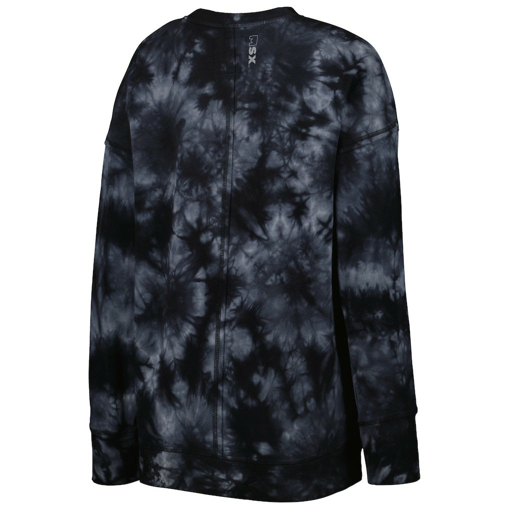 New Orleans Saints MSX by Michael Strahan Women's Bailey Tie-Dye Tri-Blend Pullover Sweatshirt Black | NFL