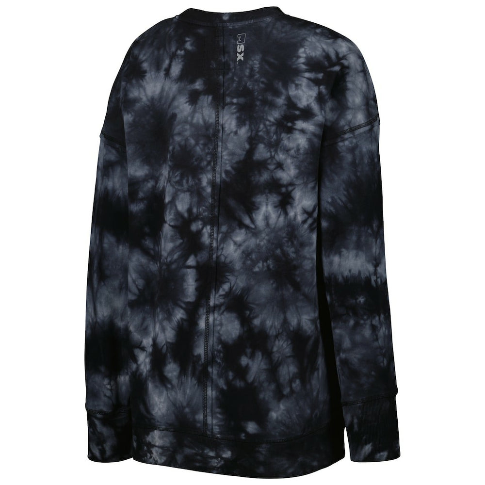 New Orleans Saints MSX by Michael Strahan Women's Bailey Tie-Dye Tri-Blend Pullover Sweatshirt Black | NFL