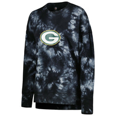 Green Bay Packers MSX by Michael Strahan Women's Bailey Tie-Dye Tri-Blend Pullover Sweatshirt Black | NFL